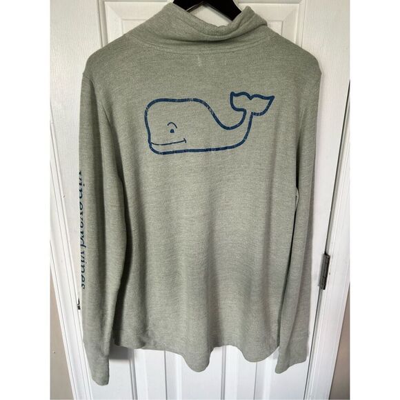 Vineyard Vines Long Sleeve Logo Fleece Mock Turtle Neck W Thumbholes size L - Picture 2 of 6